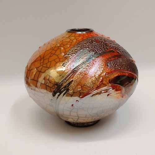 Click to view detail for #221186 Raku Vase 3xFired 7x7 $42